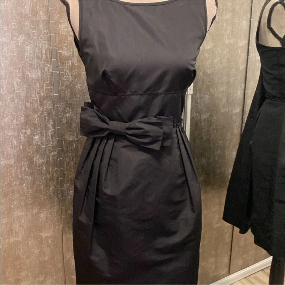 Per Se Black Mini Dress with Bow Detail, US0